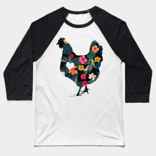 Adore Flower Chickens Baseball T-Shirt